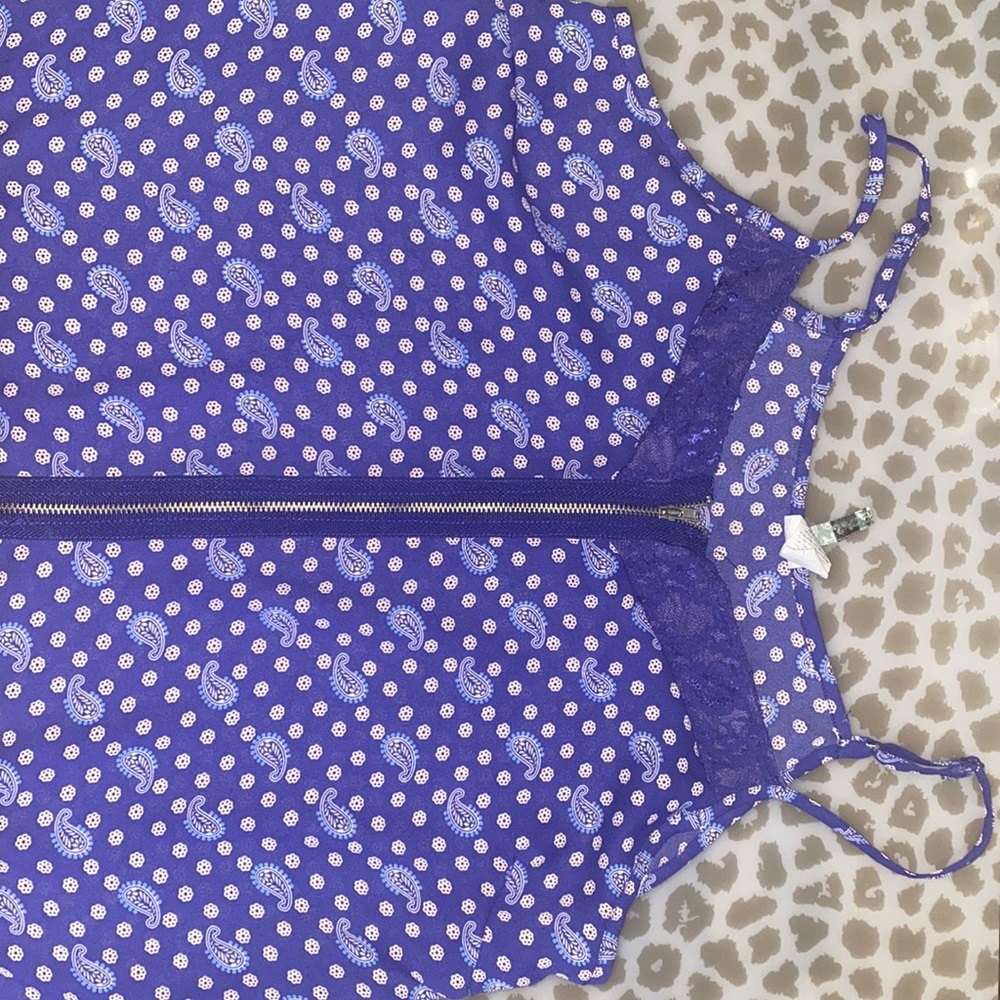 Dark Purple Bandana Crop Top w/ Zipper